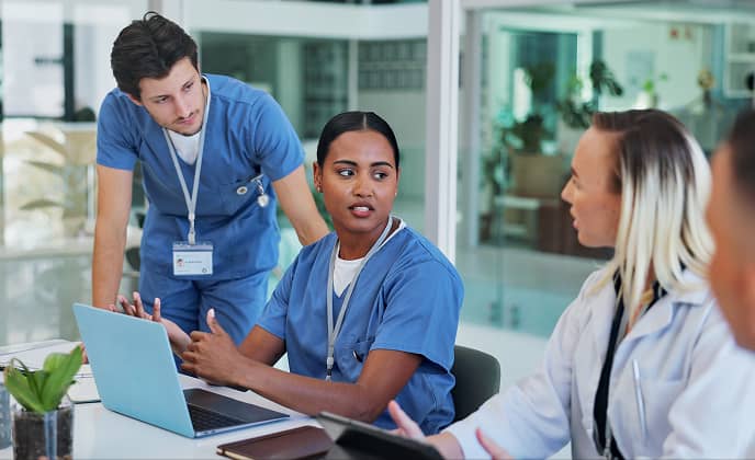 Healthcare providers discussion Kyntra Bio clinical trial information
